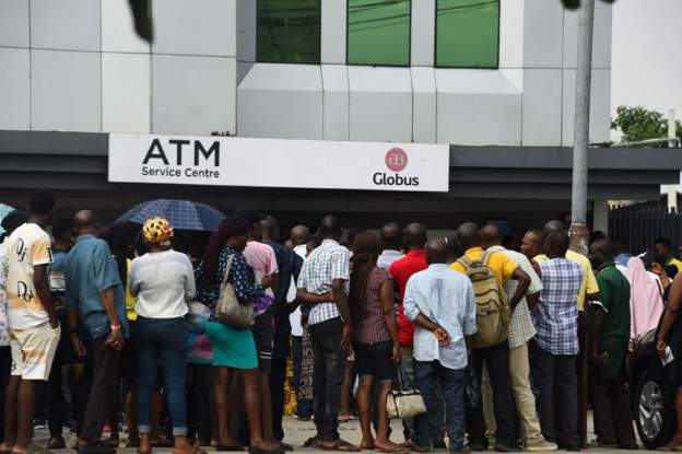 • There have been long queues as people wait to get cash