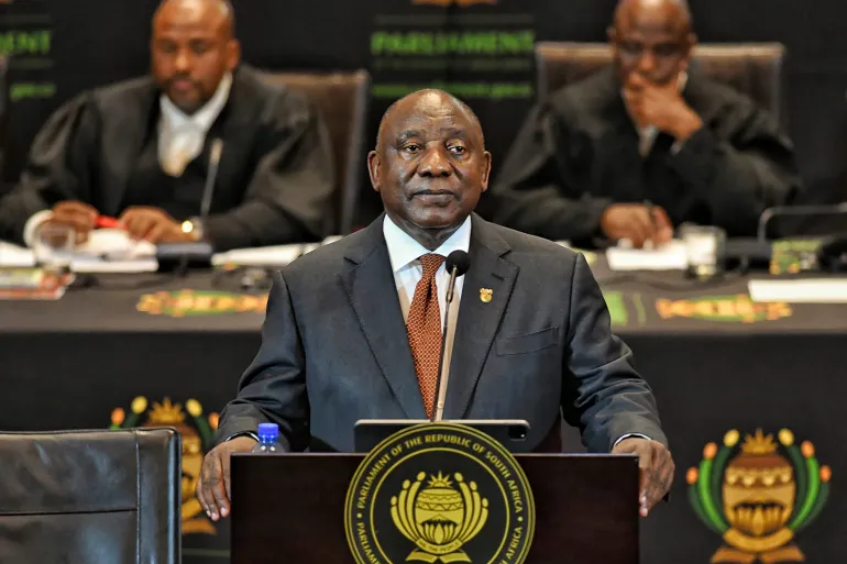 • South African President Cyril Ramaphosa delivers his State of the Nation address to MPs in Cape Town