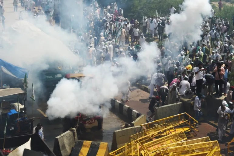 • Protesters face tear gas and water cannons