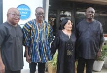 Mr Bagbin (second from left) with Professor Oquaye (left), Mr Adjaho (right) and Mrs Bamford-Addo