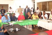 • Dr Duffour (left) addressing the NDC Greater Accra Regional Executive Photo: Ebo Gorman