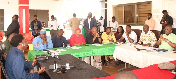 • Dr Duffour (left) addressing the NDC Greater Accra Regional Executive Photo: Ebo Gorman