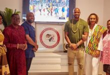 • Asafa Powell (third right) and Mr Deen (third left) and Mr Nunoo Mensah in a pose with other dignitaries after the meeting