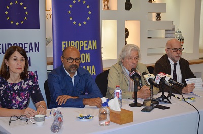 • Mr Javier Nart,(second from right) Chief Mission Observer speaking at the meeting Photo: Vincent Dzatse