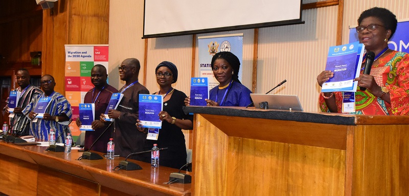 Mrs Adelaide Anno Kumi right and other development partners launching the report Photo Seth Osabukle