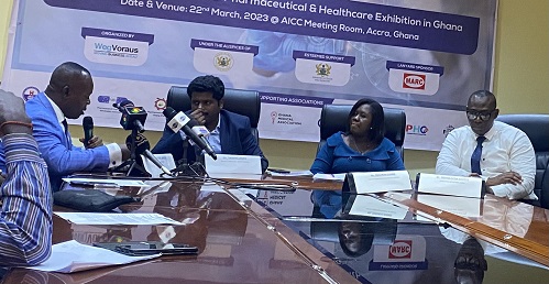 • Mr Ameka (left), Mr James (second left), Ms Djaine (second right) and Dr Dennis Sena Awitty,Executive Secretary of the Pharmaceutical Society of Ghana
