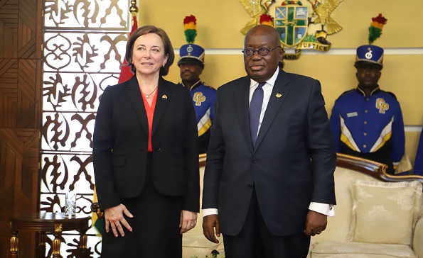 • President Akufo-Addo (right) with Martine Moreau (left), Canadian High Commissioner in Accra