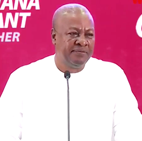 • Former President Mahama (inset) addressing his supporters