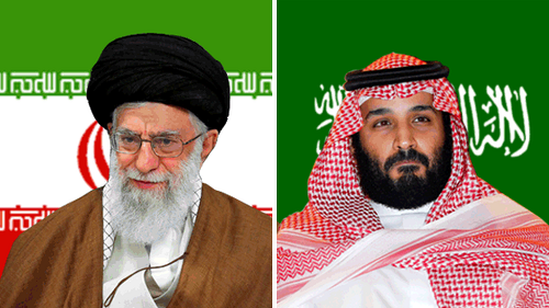 • Irans leader, Ali Khamenei, (left) and Saudi Crown Prince