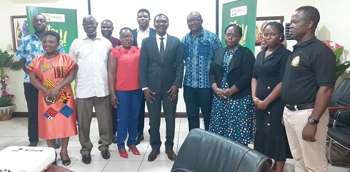 • Mr Atuahene (fourth from right) with representatives of CILT-Ghana