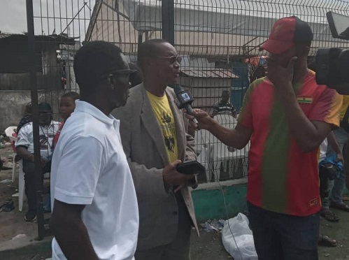 • Ataa Lartey (middle) speaking to the media after the event