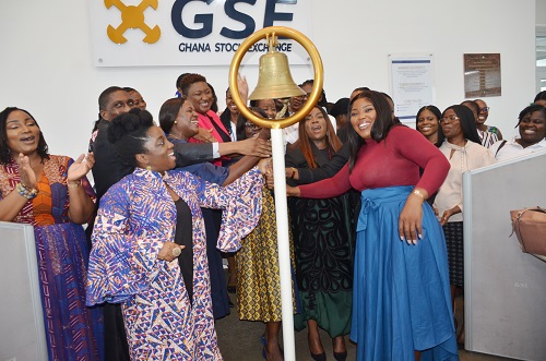 • The participants who attend the GSE gender programme, ringing the bell to commemorate the day. Photo: Vincent Dzatse