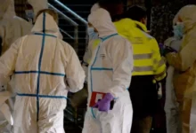 • Forensic experts worked at the scene throughout the night