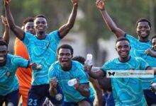 • Players of Accra Athletic celebrating their victory