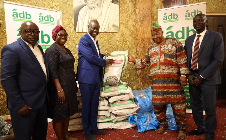 Alhaji Yakubu-Tali(third left) presenting the bags of rice to the erepresentative of the National Chief Imam(second right) - Copy