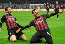 • Bennacer and Davide Calabria celebrating the only goal