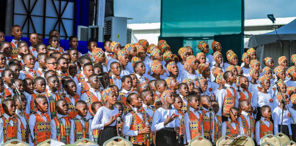 Deeper Life children choir in a ministration during the global sunday worship service at GCK,Ghana