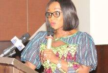• Mrs Abena Osei Asare (inset) launching the financial education campaign in Accra. Photo: Ebo Gorman
