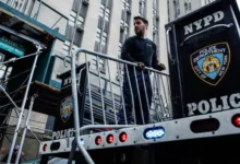 • Barricades have been set up outside the offices of the Manhattan District Attorney