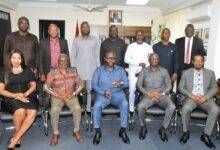 • Mr Francis Asenso-Boakye (middle) with the board members Photo: Seth Osabukle
