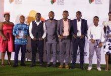 Eight awardees with Mr Dotse (middle).