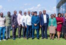 • Dr Mustapha Abdul-Hamid (middle) with the delegation from DRC and others during the visit