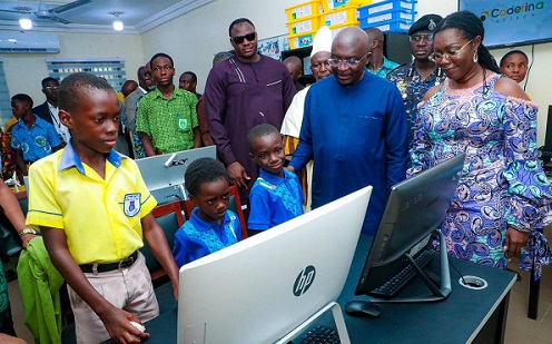 • Vice President Bawumia (second from right) with Mrs Owusu-Ekuful and others during the ICT hub inauguration