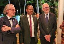 Mr Kuma Aboagye (middle) with Mr Fleutelot (left) and Julien Lucas, head of Cooperation and Cultural Affairs at the French Embassy