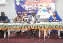 • Mr Amefu (second right) speaking at the AGM