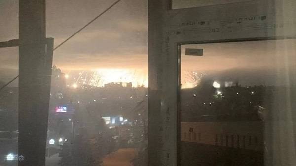 A photo shared online on Monday, verified by the BBC as being in Pavlohrad, showed a fiery skyline
