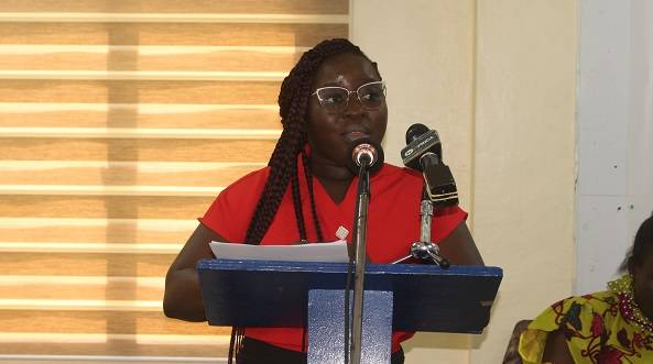 Ms Ankomah (inset) addressing the speaking at the event