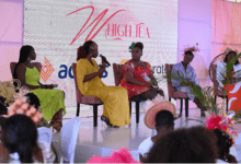 Pearl Nkrumah (seated second left) shares insights on positioning women to attract funding during the panel discussion