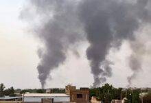 Smoke was seen rising from buildings in Khartoum on Wednesday