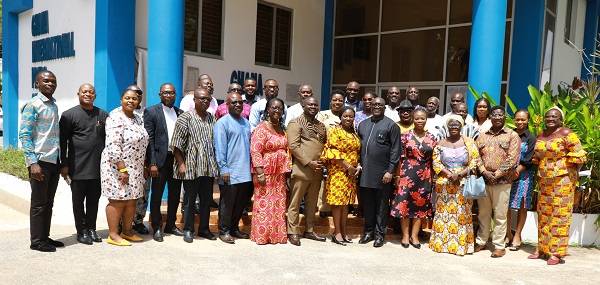 Mr Albert Kwabena Dwumfour(middle) with the committee and the councils members after the programme. Photo. Victor Buxton