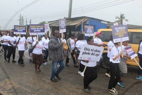 Members of MoGCSP embarking on the walk holding placards