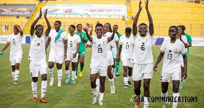 • The Ghanaian ladies celebrating after the game