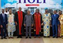 Rt. Rev. Prosper Samuel Dzomeku fifth from right)and other dignitaries after the induction ceremony