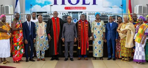 Rt. Rev. Prosper Samuel Dzomeku fifth from right)and other dignitaries after the induction ceremony