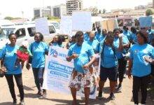 Members of the midwives in a float at Tema station in Accra to mark the Day.Photo. Ebo Gorman