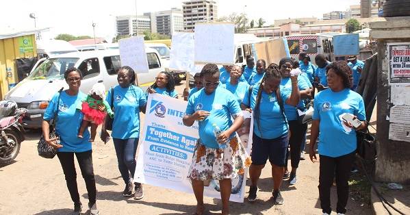 Members of the midwives in a float at Tema station in Accra to mark the Day.Photo. Ebo Gorman