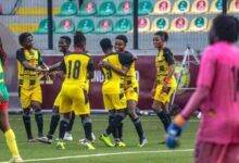 • Ghana's Black Queens celebrating a goal