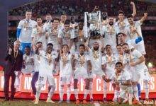 Real Madrid players in Cloud Nine after beating Osasuna to win the Copa Del Rey