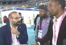 Some Ghanaian sports journalists (right) at a recent Soccerex event in the States