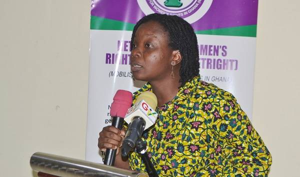 Prof. Akosua Darkwah (inset) speaking at the programme Photo Victor A. Buxton