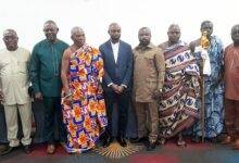 • The Chief of Ashaiman (fifth right) and Mr Amofah (fifth left) with dignitaries after the launch
