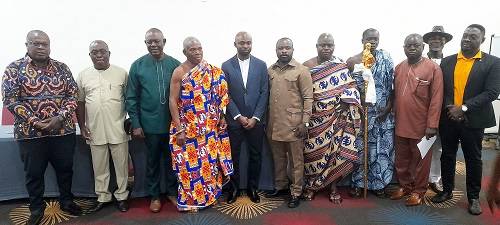 • The Chief of Ashaiman (fifth right) and Mr Amofah (fifth left) with dignitaries after the launch
