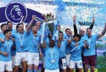 • City celebrating with their 2023 EPL title