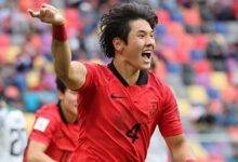 • Korea's Choi Seok-hyun celebrating after scoring against Nigeria