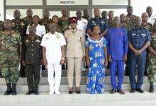 Cpt Erzuah (fifth from right) with Vice Adimral Amoama ( fourth from left) and some personnel of the Ghana Armed Forces after the ceremony