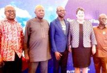 • Mr Atiemo (middle), Mr Mahama Asei Seini (second left) with US Ambassador Virginia Palmer (second right) and other dignitaries